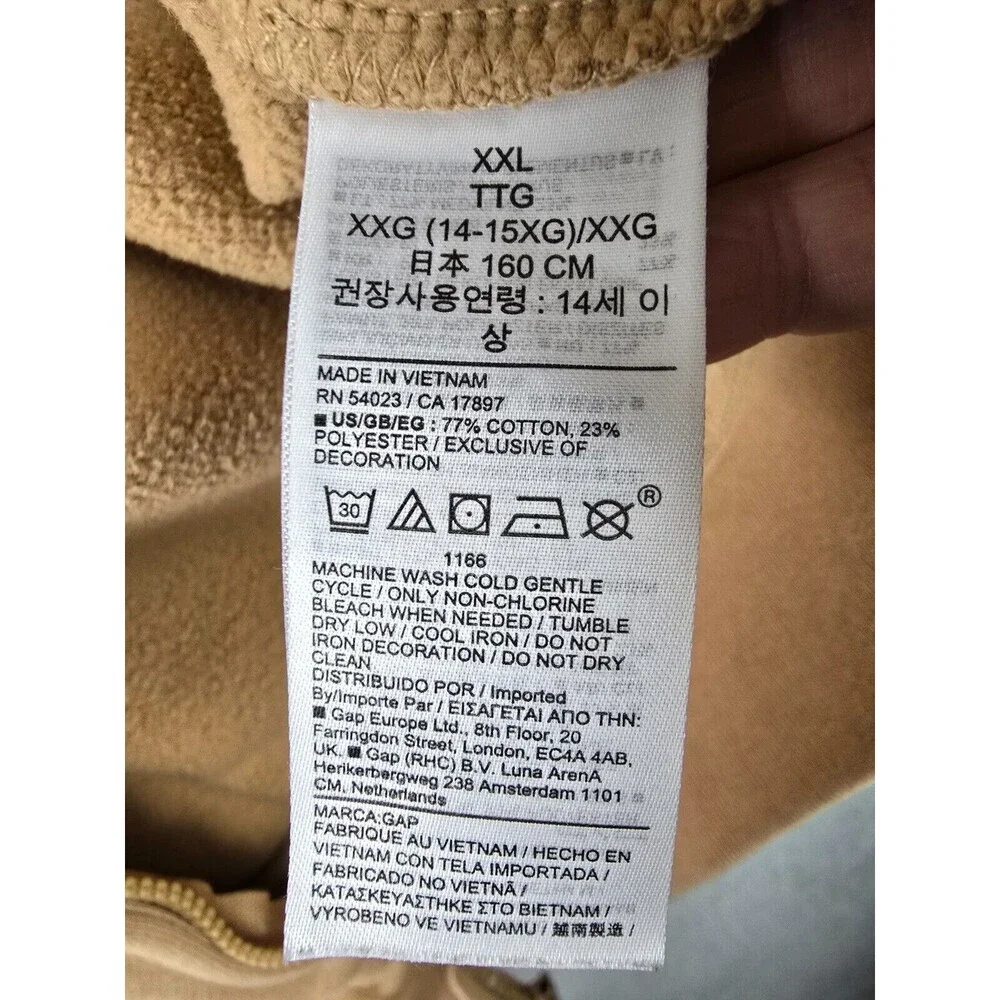 Gap Kids Hoodie Girls XXL Light Brown Embroidered Spell Out Logo Cotton